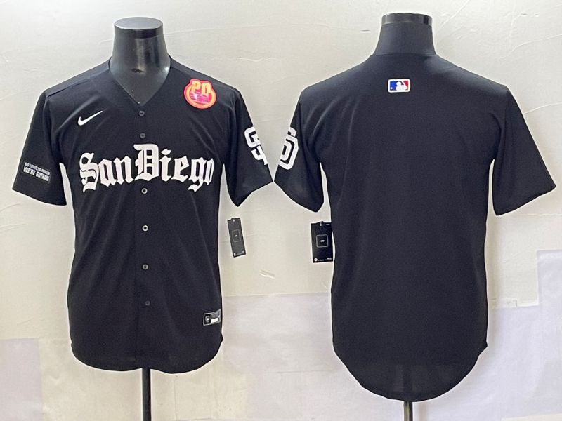 Men 2025 San Diego Padres Blank Black Five generations Joint Name Nike MLB Jersey style 8->san diego padres->MLB Jersey